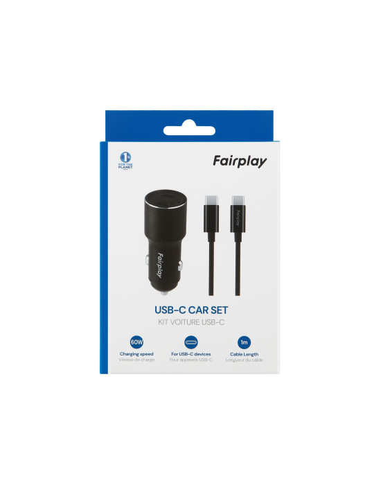 FAIRPLAY Pack Chargeur Voiture (60W) + Câble USB-C
