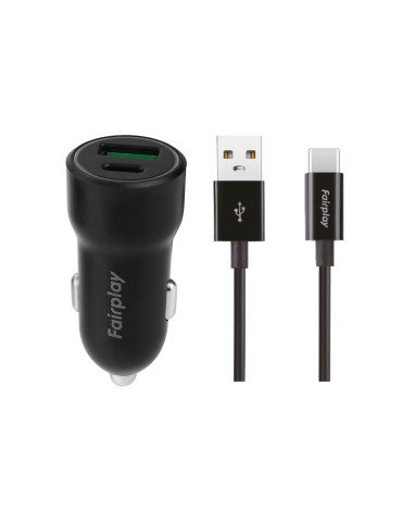 FAIRPLAY Pack Chargeur Voiture (20W) + Câble USB-C