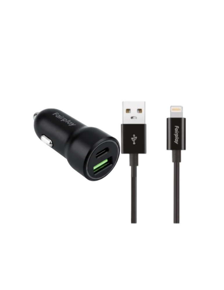 FAIRPLAY Pack Chargeur Voiture (20W) + Câble Lightning