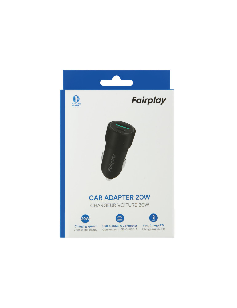 FAIRPLAY Chargeur Voiture (20W) 2USB (A+C) | DOTIRI
