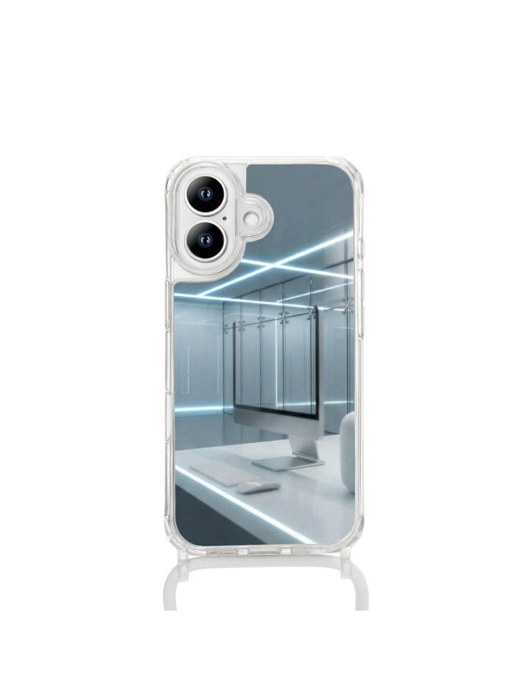 COVERME Coque Miroir iPhone 16e (Cordon Blanc) | DOTIRI