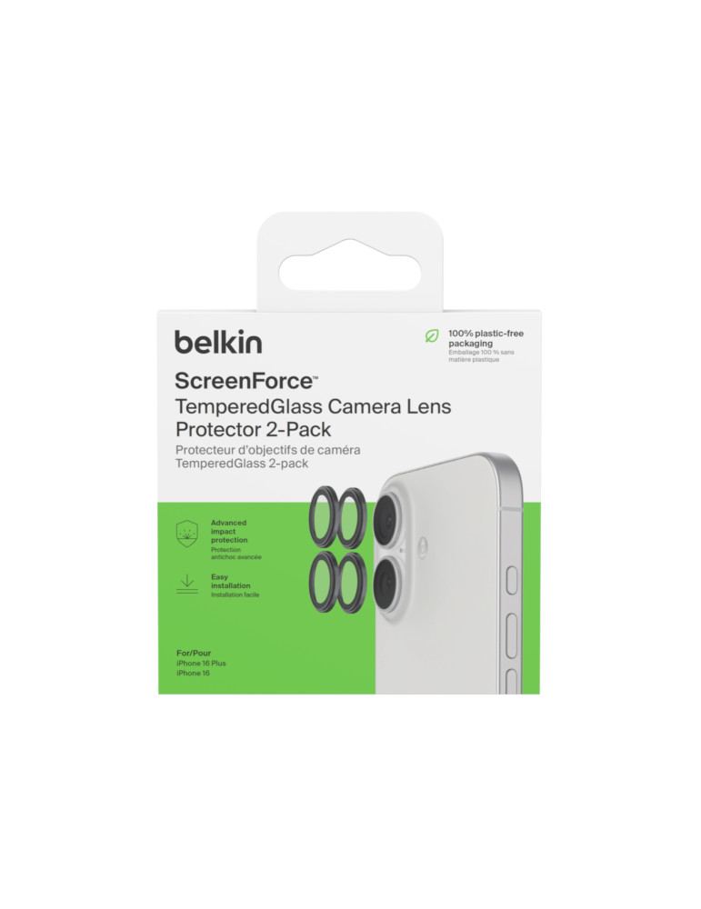 BELKIN Protection Caméra iPhone 16/16 Plus (Lot de 2)