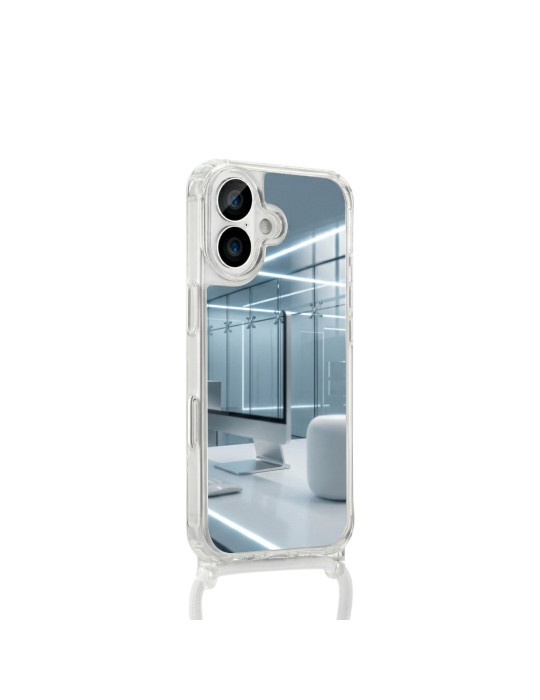 COVERME Coque Miroir iPhone 16 Plus (Cordon Blanc)