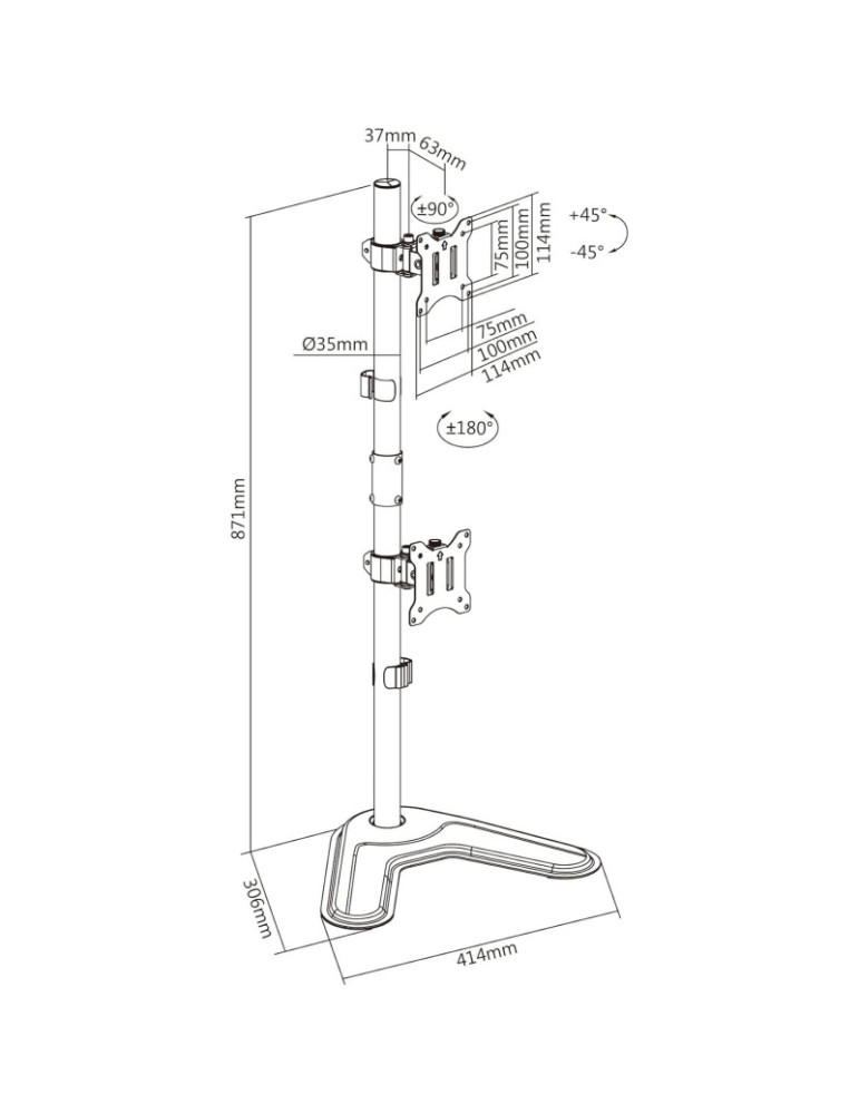 KIMEX Support de Bureau Sur Pied pour 2 Ecrans | DOTIRI