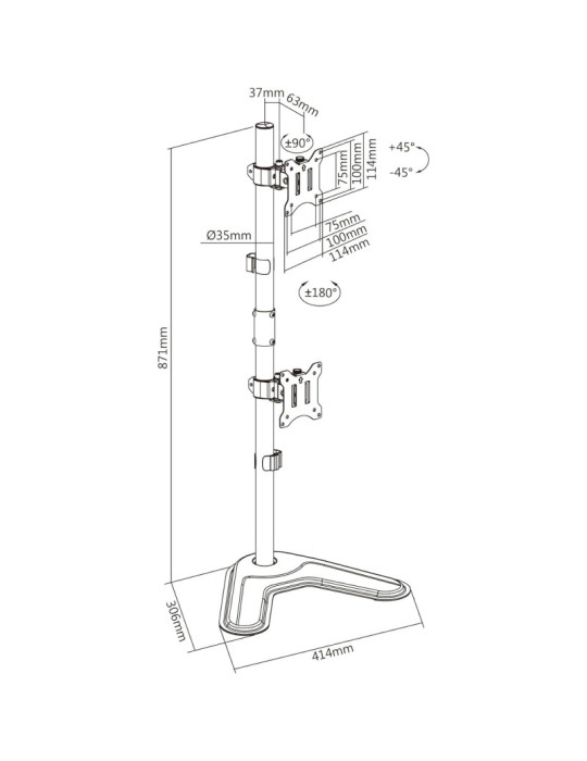 KIMEX Support de Bureau Sur Pied pour 2 Ecrans | DOTIRI