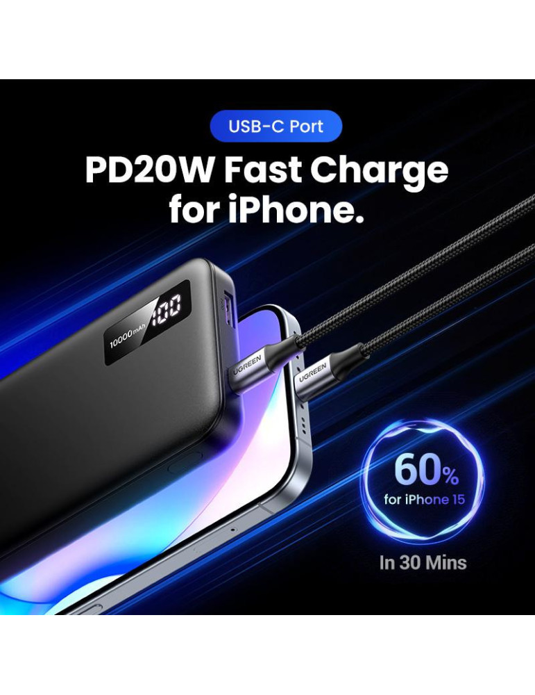 UGREEN Batterie Ext 10000mAh + 2 Ports Gris *25742