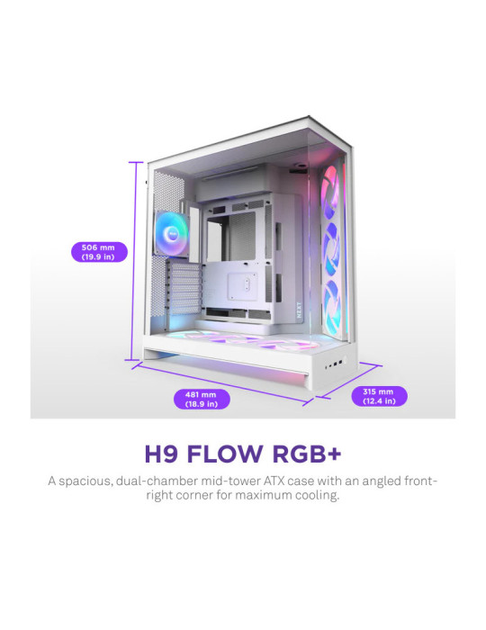 NZXT H9 Flow RGB - All White | DOTIRI