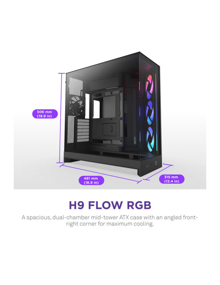 NZXT H9 Flow RGB (CM-H92FB-R1) Dual-Chamber | DOTIRI