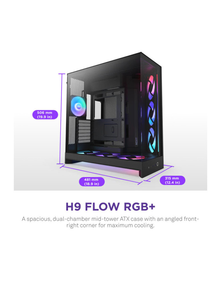 NZXT H9 Flow RGB+ (CM-H92FB-P1) - All Black | DOTIRI