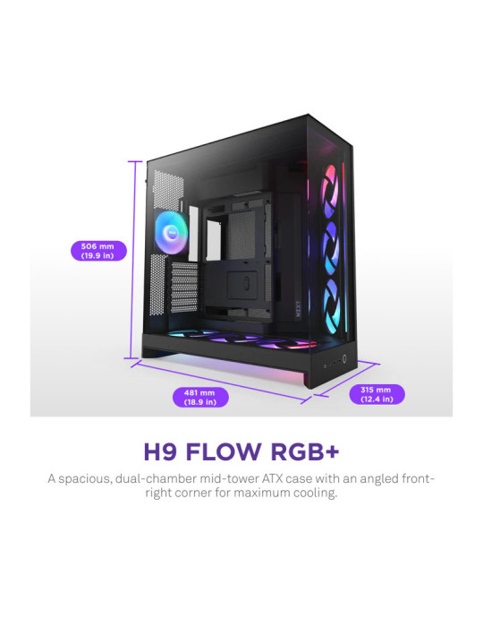 NZXT H9 Flow RGB+ (CM-H92FB-P1) - All Black | DOTIRI