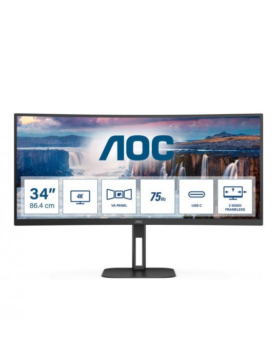 AOC V5 CU34V5C LED display 86,4 cm (34") 3440 x 1440 pixels Wide Quad HD Noir