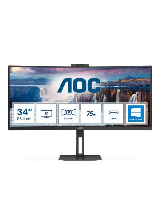 AOC V5 CU34V5CW LED display 86,4 cm (34") 3440 x 1440 pixels Wide Quad HD Noir