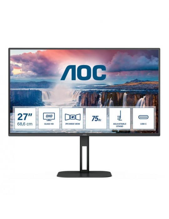 AOC V5 Q27V5C ÃƒÂ©cran plat de PC 68,6 cm (27") 2560 x 1440 pixels Quad HD LED Noir