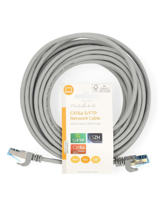 CABLE RJ45 CAT-6a S/FTP  MALE -MALE 10M GRIS