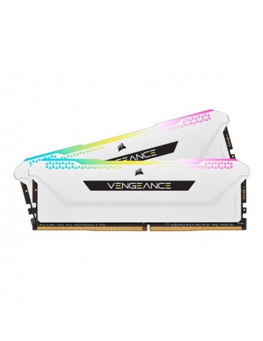 CORSAIR VENGEANCE RGB PRO D4 3600 32G (2x16G) CMH32GX4M2D3600C18W BLANC