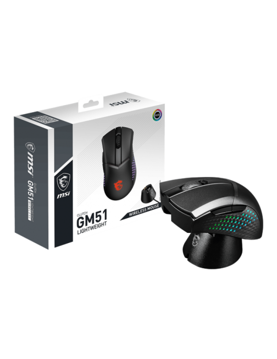 MSI CLUTCH GM51 LIGHTWEIGHT WIRELESS souris Droitier RF Wireless + Bluetooth + USB Type-C Optique 26000 DPI