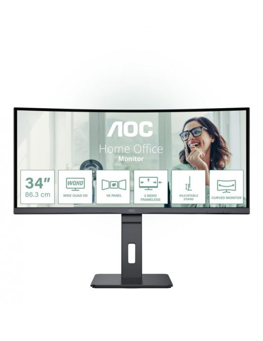 AOC CU34P3CV écran plat de PC 86,4 cm (34") 3440 x 1440 pixels UltraWide Quad HD LED Noir