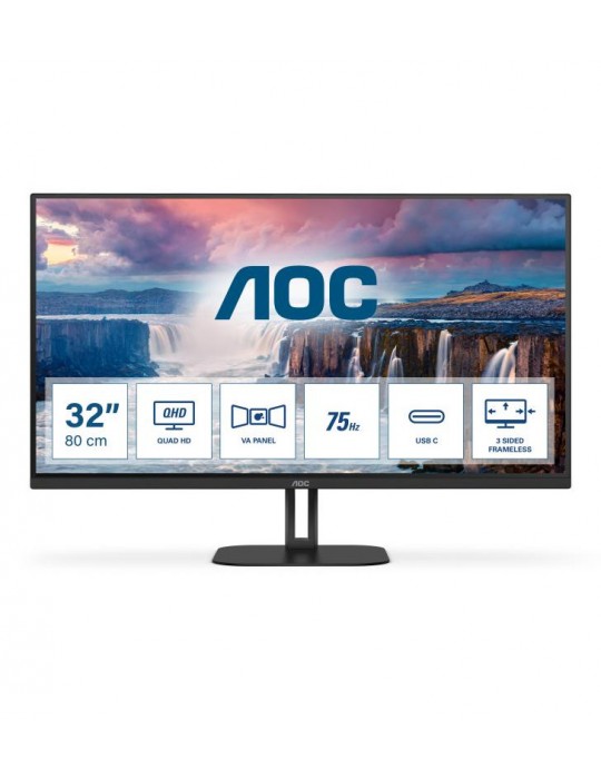 AOC V5 Q32V5CE/BK écran plat de PC 80 cm (31.5") 2560 x 1440 pixels Quad HD LED Noir