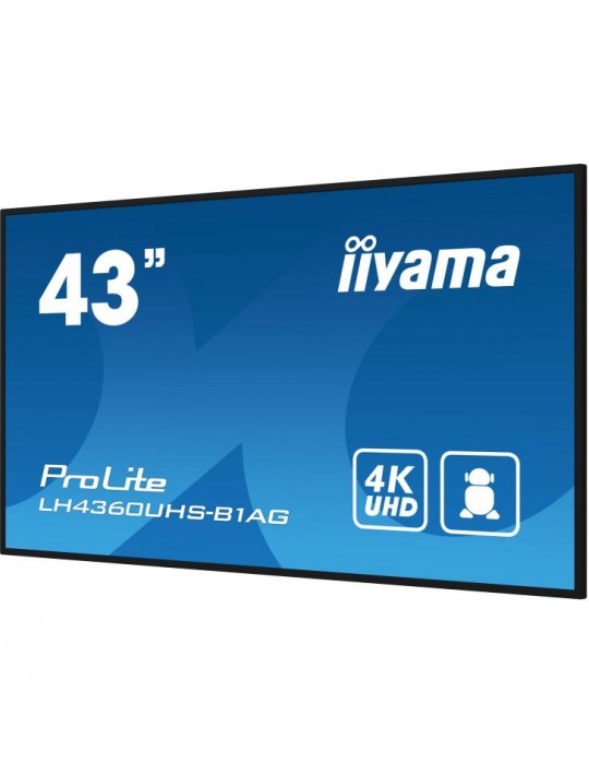 iiyama PROLITE Carte A numérique 108 cm (42.5") LED Wifi 500 cd/m² 4K Ultra HD Noir Intégré dans le processeur Android 11 24/7