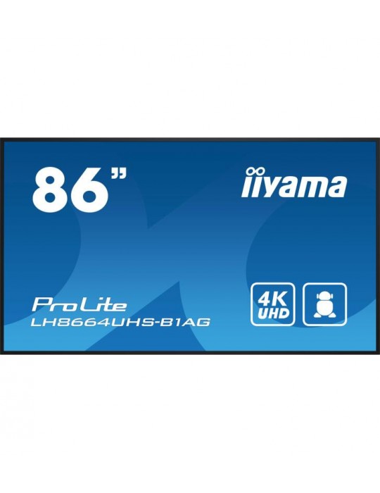 iiyama PROLITE Carte A numérique 2,18 m (86") LED Wifi 500 cd/m² 4K Ultra HD Noir Intégré dans le processeur Android 11 24/7