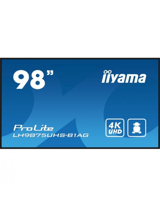 iiyama PROLITE Carte A numérique 2,49 m (98") LED Wifi 500 cd/m² 4K Ultra HD Noir Intégré dans le processeur Android 11 24/7