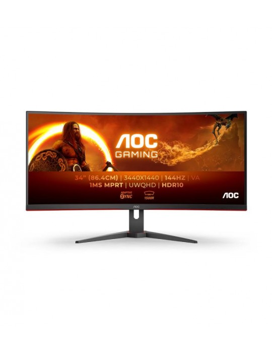 AOC G2 CU34G2XE/BK LED display 86,4 cm (34") 3440 x 1440 pixels Wide Quad HD LCD Noir, Rouge