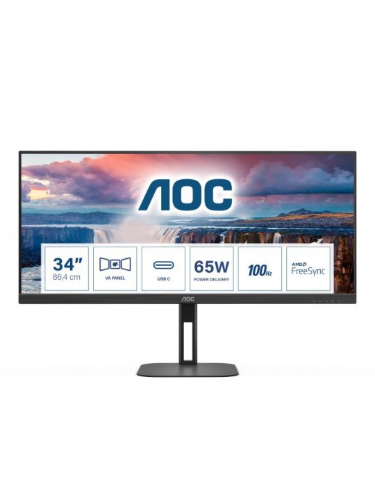 AOC V5 U34V5C/BK écran plat de PC 86,4 cm (34") 3440 x 1440 pixels UltraWide Quad HD LCD Noir