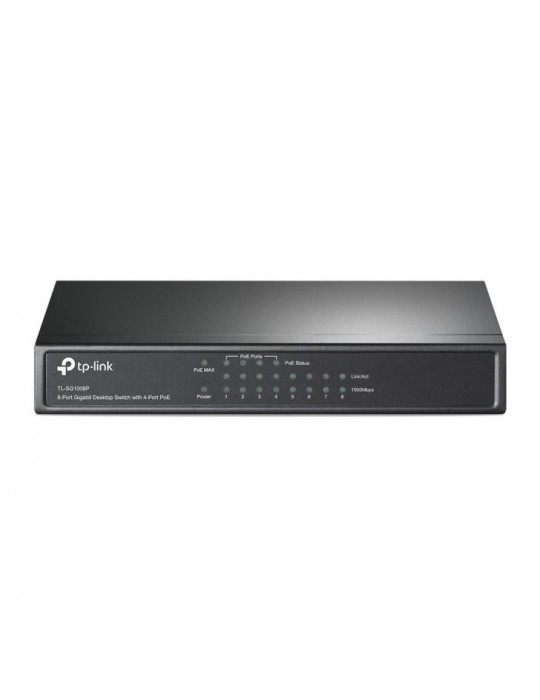 TP-Link TL-SG1008P Géré Gigabit Ethernet (10/100/1000) Connexion Ethernet, supportant l'alimentation via ce port (PoE) Gris