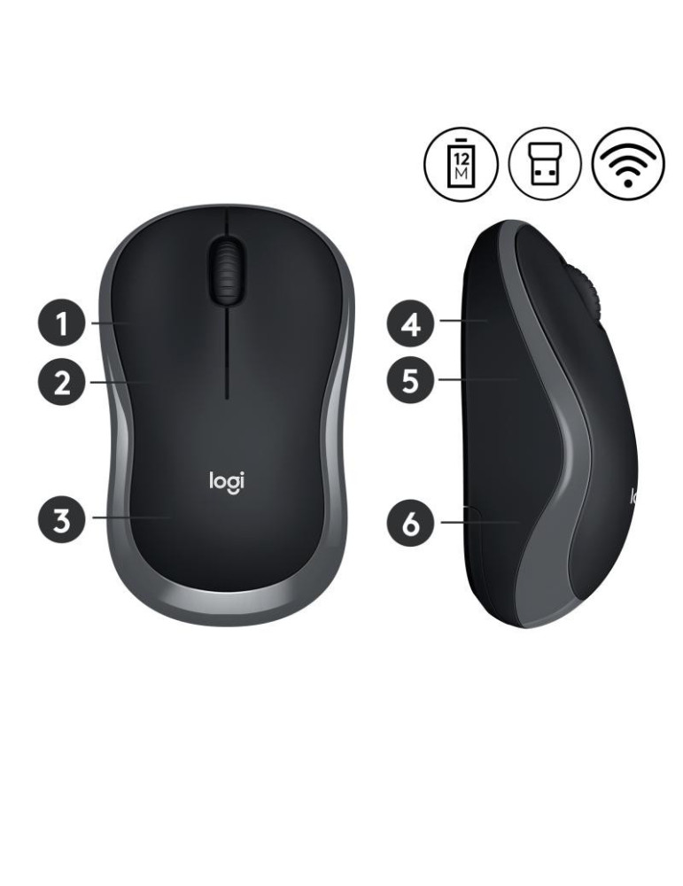LOGITECH M185 Sans Fil USB Gris Retail | DOTIRI