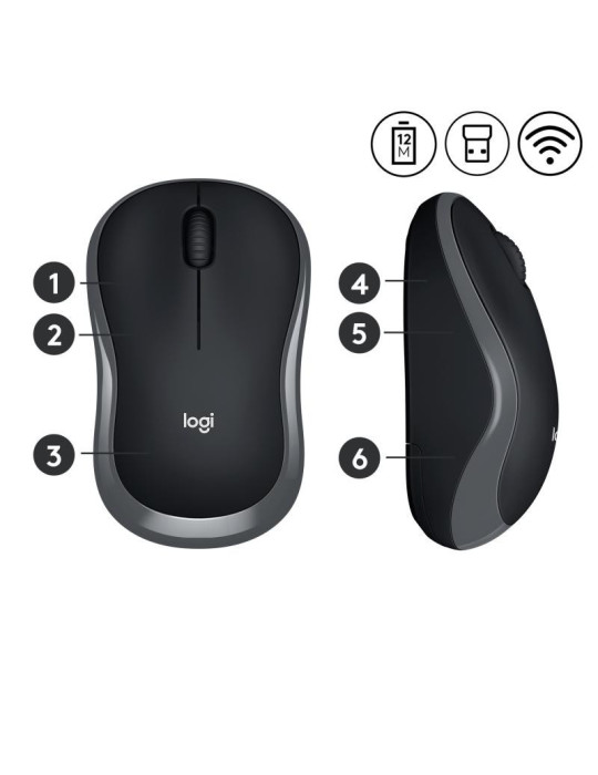 LOGITECH M185 Sans Fil USB Gris Retail | DOTIRI