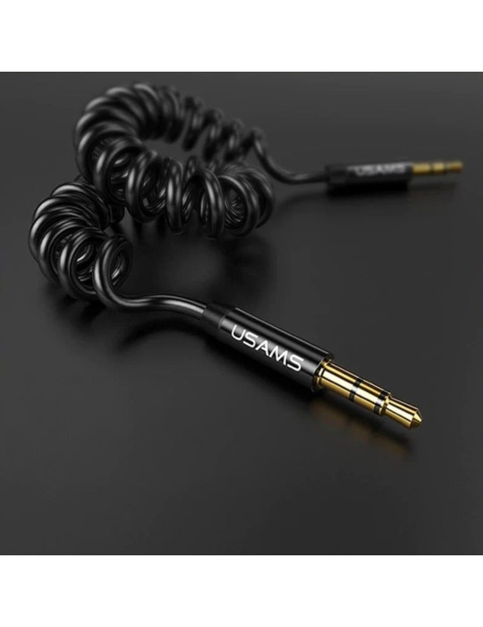 USAMS Câble Audio à ressort 1,2m (Noir) | DOTIRI
