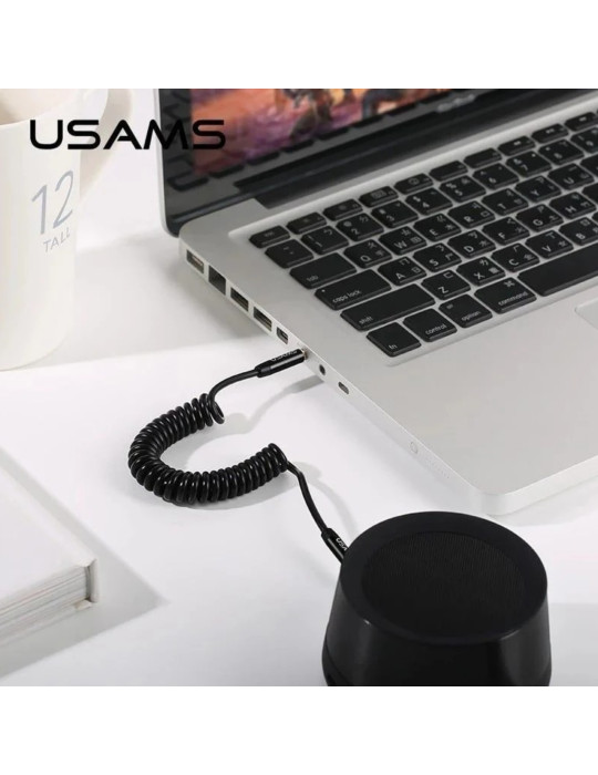USAMS Câble Audio à ressort 1,2m (Noir) | DOTIRI