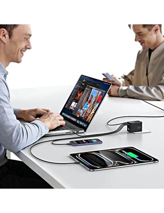 USAMS Chargeur Voyage Universel GaN 100W 4 Ports (US/AU/UK/EU)