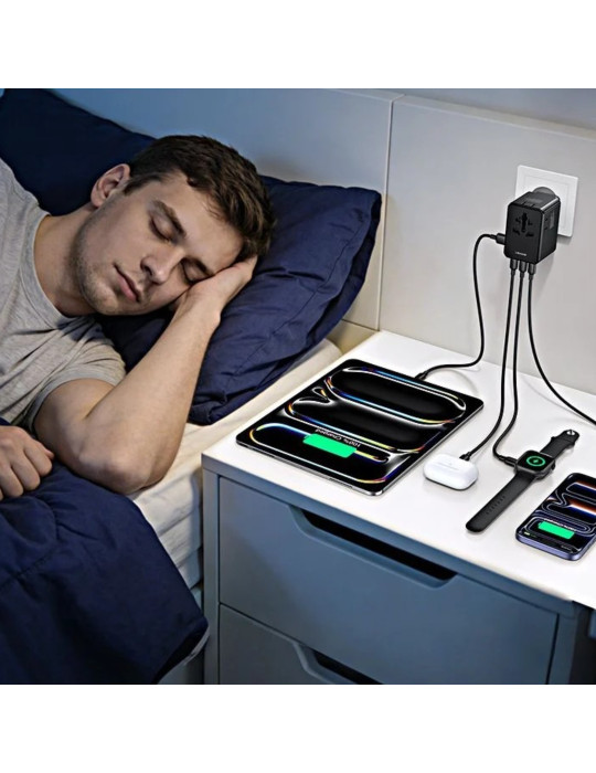 USAMS Chargeur Voyage Universel GaN 100W 4 Ports (US/AU/UK/EU)