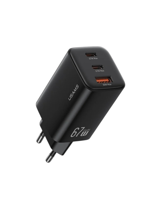 USAMS Chargeur Secteur GaN 67W 3 Ports
