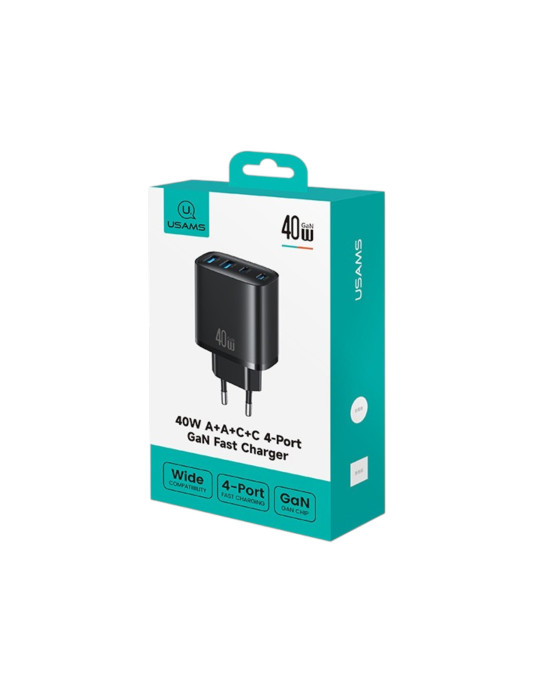 USAMS Chargeur Secteur GaN 40W 4 Ports