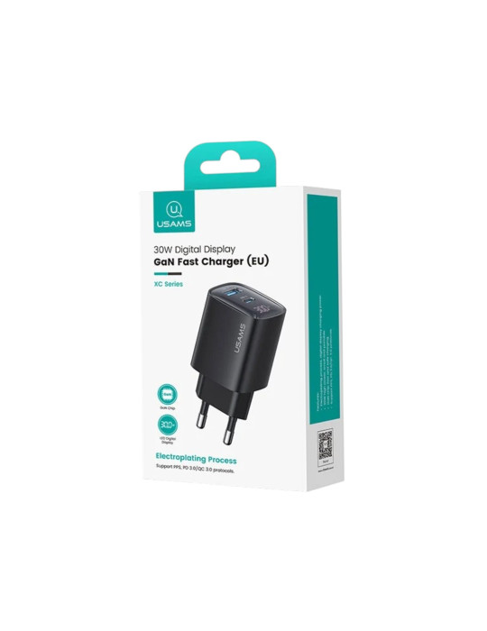 USAMS Chargeur Secteur GaN 30W
