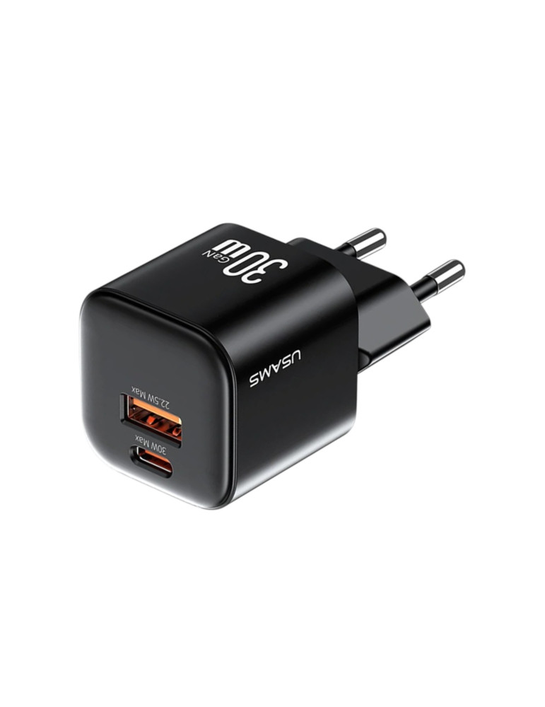 USAMS Mini Chargeur Secteur GaN 30W 2 Ports