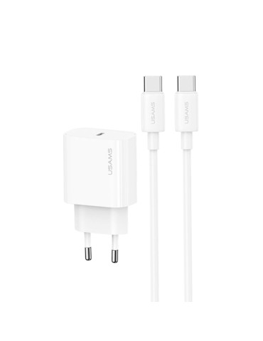 USAMS Chargeur Secteur 20W + Câble USB-C vers USB-C 60W