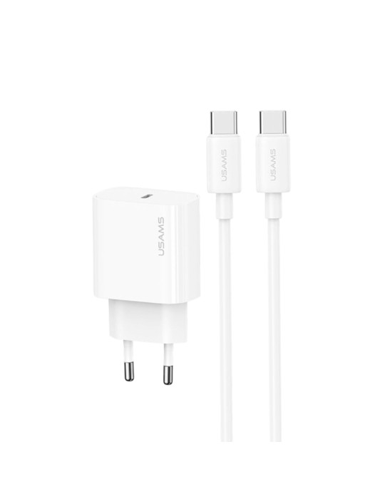 USAMS Chargeur Secteur 20W + Câble USB-C vers USB-C 60W