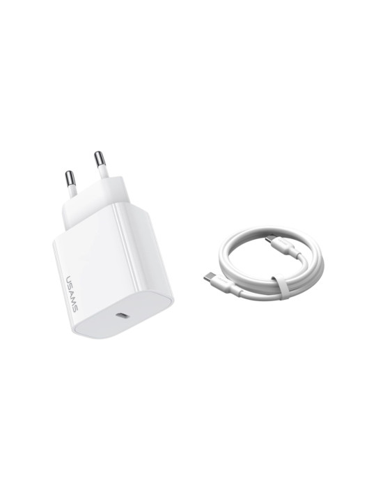 USAMS Chargeur Secteur 20W + Câble USB-C vers USB-C 60W