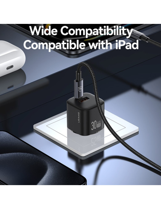USAMS Mini Chargeur Secteur GaN 30W 2 Ports