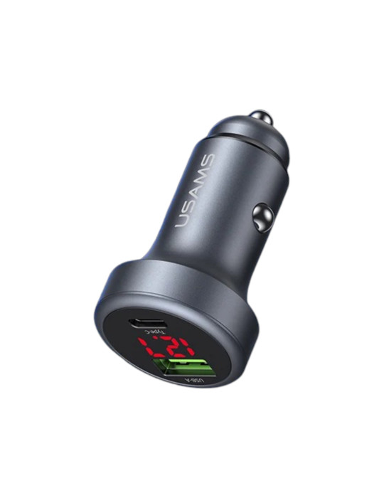 USAMS Chargeur Voiture en Aluminium 45W 2 ports