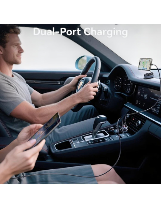 USAMS Chargeur Voiture en Aluminium 45W 2 ports