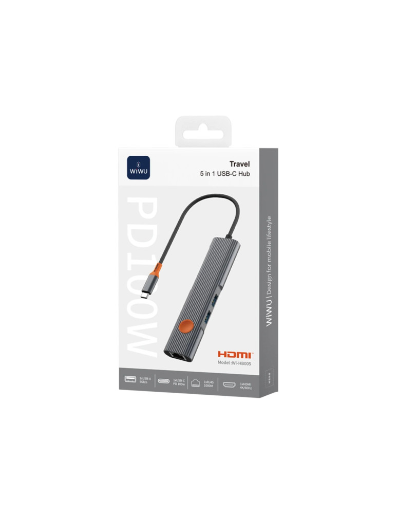 WIWU Hub Travel series USB-C 5-en-1 (Gris)