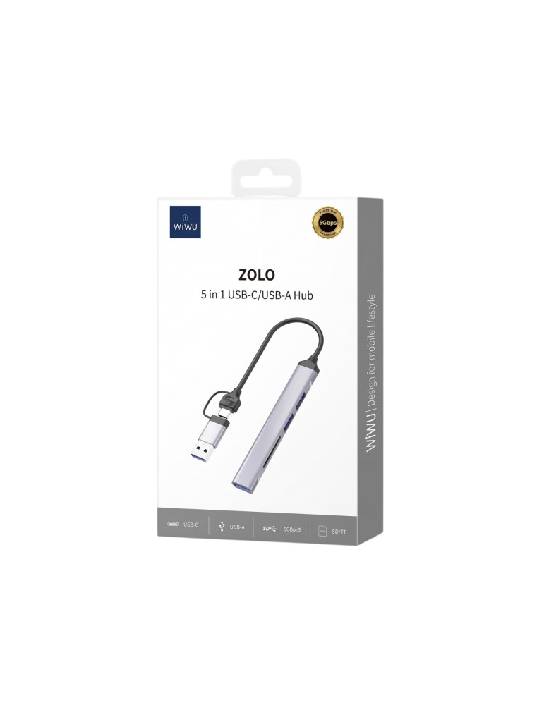 WIWU Hub Zolo USB-C 5-en-1 (Gris)