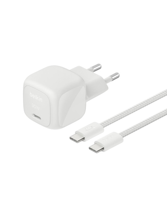 BELKIN Chargeur Secteur 30W + Câble USB-C vers USB-C 2m (Argent)