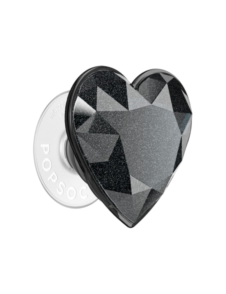 POPSOCKET PopGrip Cristal Cœur Noir Pailleté