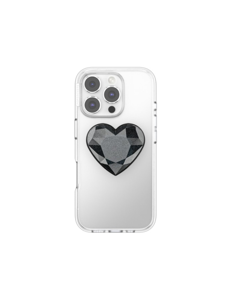 POPSOCKET PopGrip Cristal Cœur Noir Pailleté