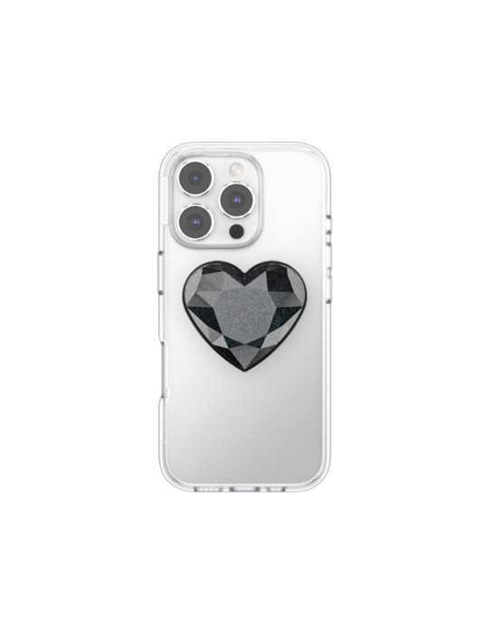 POPSOCKET PopGrip Cristal Cœur Noir Pailleté